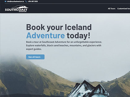 Sample image from the Designtoo website portfolio (South Coast Adventure Iceland)